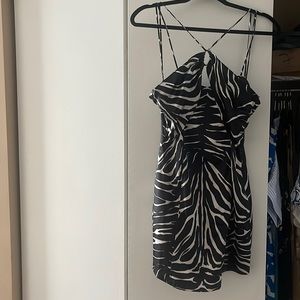 Zara Zebra Satin Dress (M)